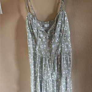 Hollister Floral Spaghetti Strap Dress Light Green
